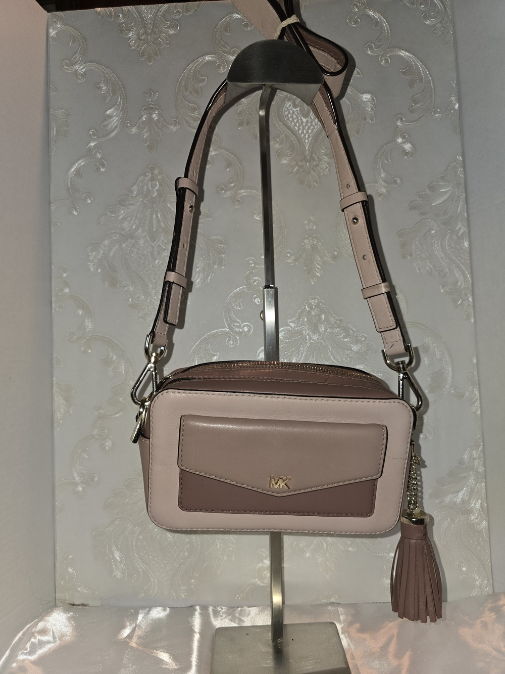 Michael Kors Two-Tone Blush Leather Crossbody Camera Bag